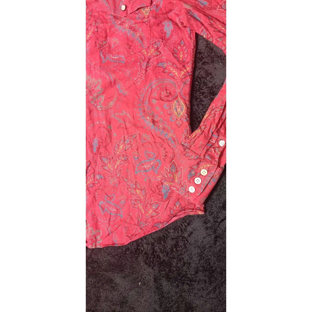 VTG Ralph Lauren Jeans Company Long Sleeve Pearl Snap Button Up M Red Paisley - Picture 6 of 12